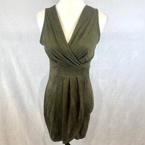 Windsor army green suede faux wrap mini dress size medium